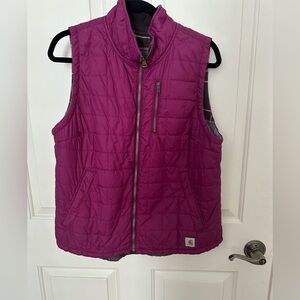 Carhartt Magenta Quilted Vest reversible size large excellent condition